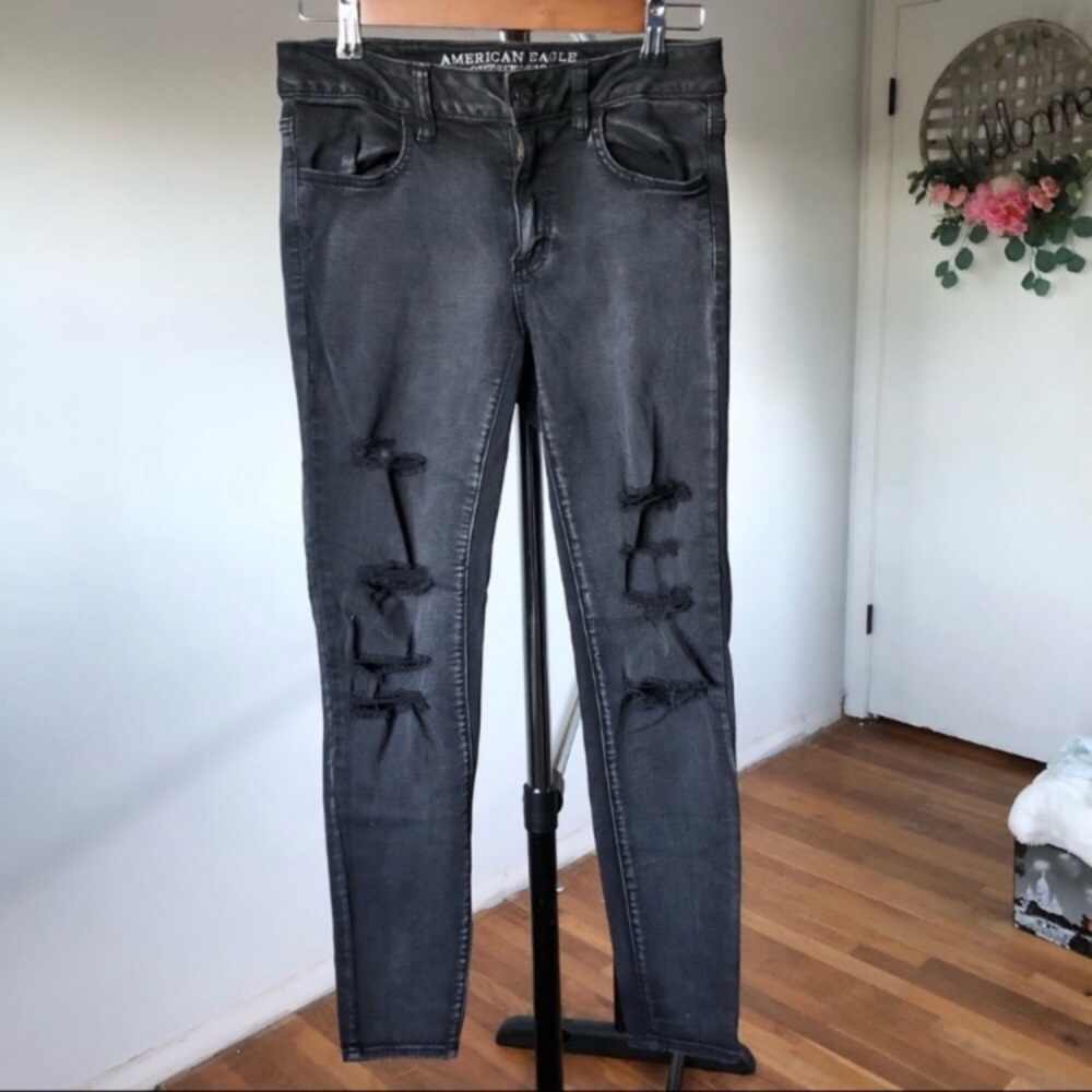 American Eagle Outfitters Distressed Faded Black Jeggings